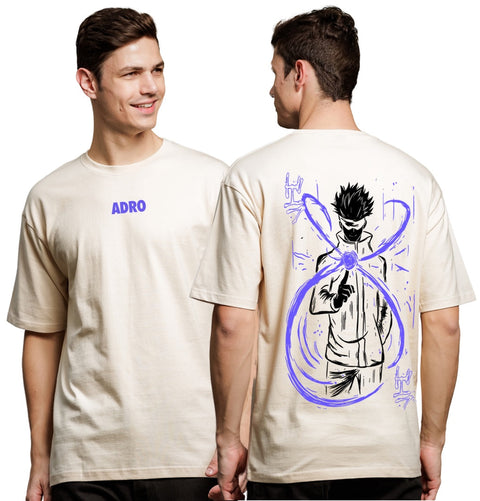 Adro Oversize T shirt for men | Drop shoulder Cotton T shirt | Anime Oversize T-shirt | Luffy T shirt Gear 5| Trendy Front and Back Printed T shirt