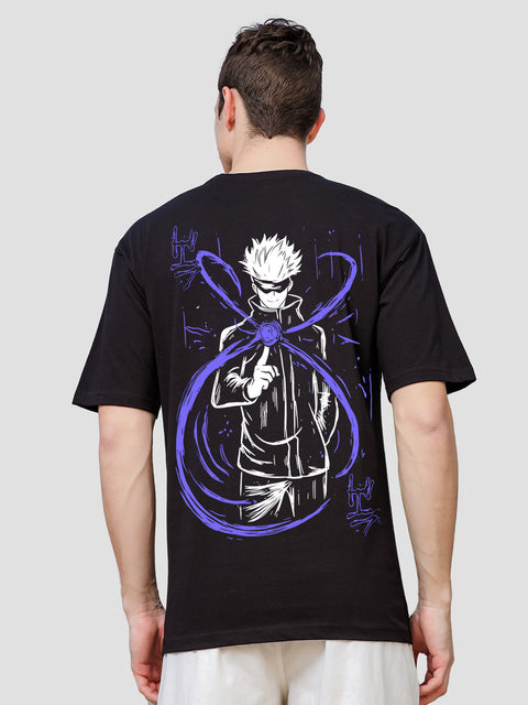 Adro Oversize T shirt for men | Drop shoulder Cotton T shirt | Anime Oversize T-shirt | Luffy T shirt Gear 5| Trendy Front and Back Printed T shirt