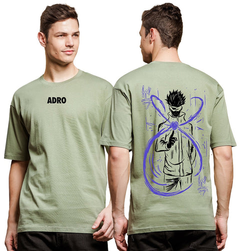 Adro Oversize T shirt for men | Drop shoulder Cotton T shirt | Anime Oversize T-shirt | Luffy T shirt Gear 5| Trendy Front and Back Printed T shirt