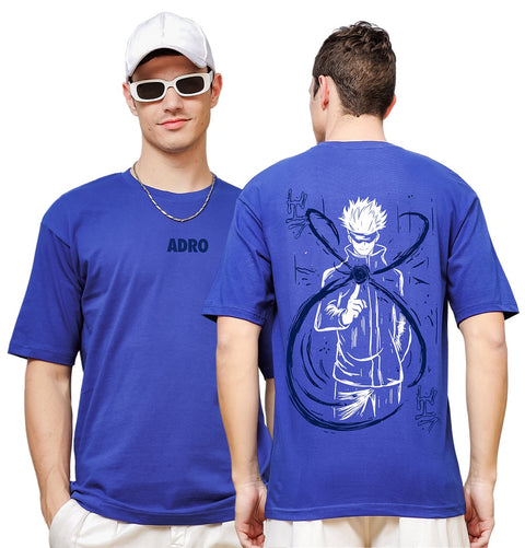 Adro Oversize T shirt for men | Drop shoulder Cotton T shirt | Anime Oversize T-shirt | Luffy T shirt Gear 5| Trendy Front and Back Printed T shirt