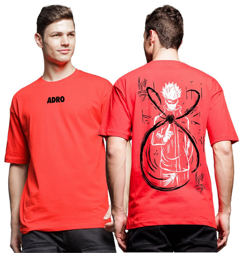 Adro Oversize T shirt for men | Drop shoulder Cotton T shirt | Anime Oversize T-shirt | Luffy T shirt Gear 5| Trendy Front and Back Printed T shirt