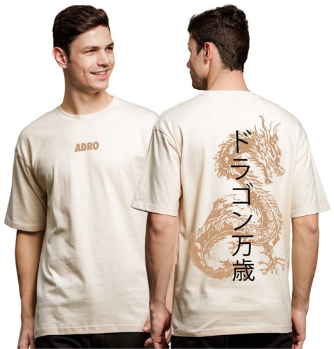 Adro Oversize T shirt for men | Drop shoulder T shirt | Mens Oversize T-shirt | 220 GSM Cotton Oversize Tshirt | Trendy Front and Back Printed T shirt