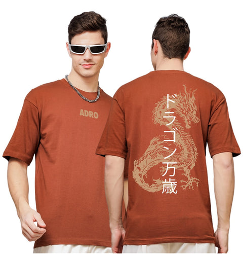 Adro Oversize T shirt for men | Drop shoulder T shirt | Mens Oversize T-shirt | 220 GSM Cotton Oversize Tshirt | Trendy Front and Back Printed T shirt