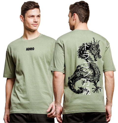 Adro Oversize T shirt for men | Drop shoulder T shirt | Mens Oversize T-shirt | 220 GSM Cotton Oversize Tshirt | Trendy Front and Back Printed T shirt