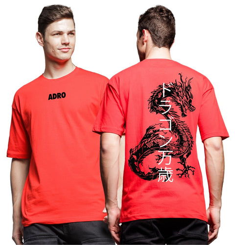 Adro Oversize T shirt for men | Drop shoulder T shirt | Mens Oversize T-shirt | 220 GSM Cotton Oversize Tshirt | Trendy Front and Back Printed T shirt