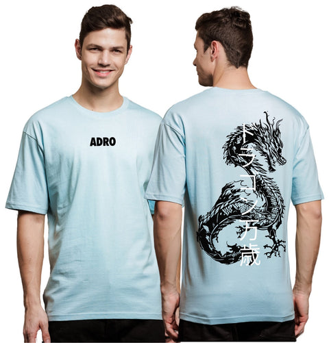 Adro Oversize T shirt for men | Drop shoulder T shirt | Mens Oversize T-shirt | 220 GSM Cotton Oversize Tshirt | Trendy Front and Back Printed T shirt