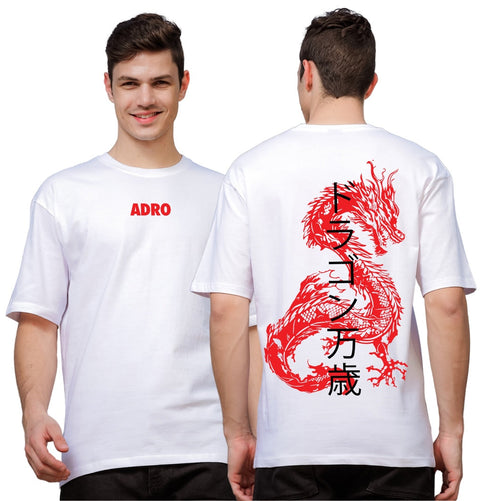 Adro Oversize T shirt for men | Drop shoulder T shirt | Mens Oversize T-shirt | 220 GSM Cotton Oversize Tshirt | Trendy Front and Back Printed T shirt