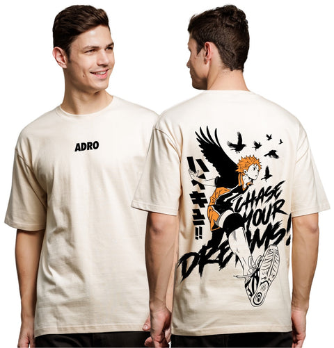 Adro Oversize T shirt for men | Drop shoulder Cotton T shirt | Anime Oversize T-shirt | Luffy T shirt Gear 5| Trendy Front and Back Printed T shirt