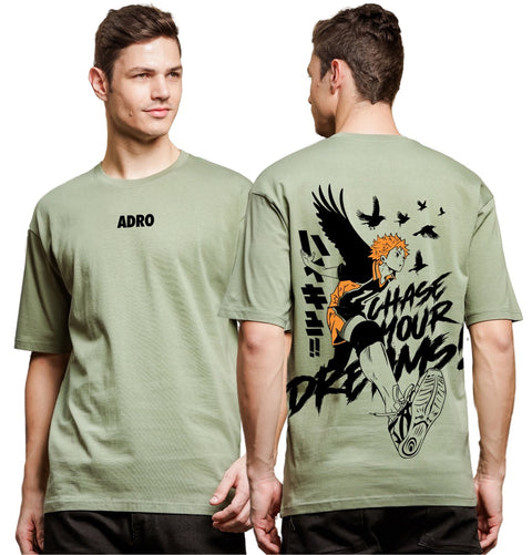 Adro Oversize T shirt for men | Drop shoulder Cotton T shirt | Anime Oversize T-shirt | Luffy T shirt Gear 5| Trendy Front and Back Printed T shirt