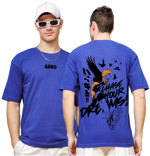 Adro Oversize T shirt for men | Drop shoulder Cotton T shirt | Anime Oversize T-shirt | Luffy T shirt Gear 5| Trendy Front and Back Printed T shirt