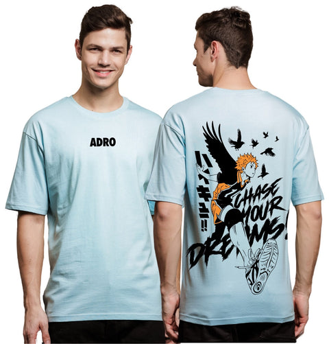 Adro Oversize T shirt for men | Drop shoulder Cotton T shirt | Anime Oversize T-shirt | Luffy T shirt Gear 5| Trendy Front and Back Printed T shirt