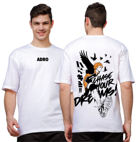 Adro Oversize T shirt for men | Drop shoulder Cotton T shirt | Anime Oversize T-shirt | Luffy T shirt Gear 5| Trendy Front and Back Printed T shirt
