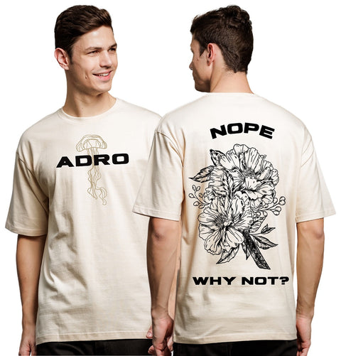 Adro Oversize T shirt for men | Drop shoulder T shirt | Mens Oversize T-shirt | 220 GSM Cotton Oversize Tshirt | Trendy Front and Back Printed T shirt