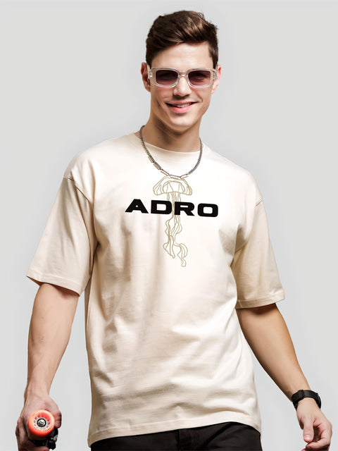 Adro Oversize T shirt for men | Drop shoulder T shirt | Mens Oversize T-shirt | 220 GSM Cotton Oversize Tshirt | Trendy Front and Back Printed T shirt