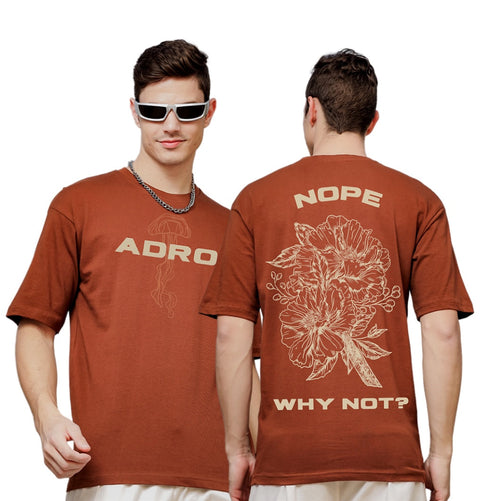 Adro Oversize T shirt for men | Drop shoulder T shirt | Mens Oversize T-shirt | 220 GSM Cotton Oversize Tshirt | Trendy Front and Back Printed T shirt