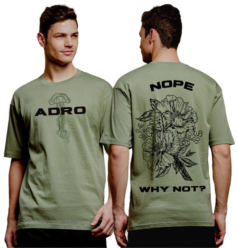 Adro Oversize T shirt for men | Drop shoulder T shirt | Mens Oversize T-shirt | 220 GSM Cotton Oversize Tshirt | Trendy Front and Back Printed T shirt