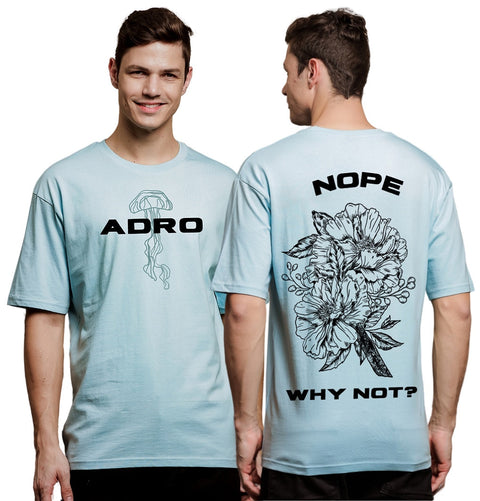 Adro Oversize T shirt for men | Drop shoulder T shirt | Mens Oversize T-shirt | 220 GSM Cotton Oversize Tshirt | Trendy Front and Back Printed T shirt
