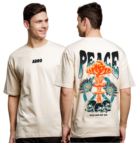 Adro Oversize T shirt for men | Drop shoulder T shirt | Mens Oversize T-shirt | 220 GSM Cotton Oversize Tshirt | Trendy Front and Back Printed T shirt