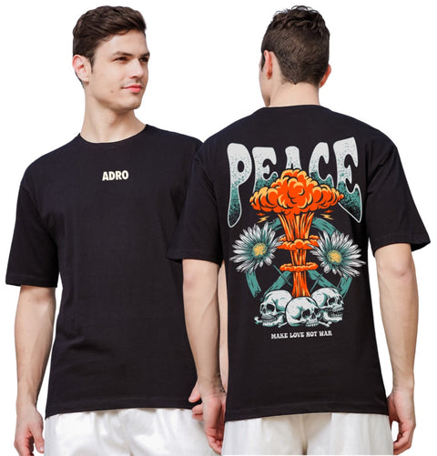Adro Oversize T shirt for men | Drop shoulder T shirt | Mens Oversize T-shirt | 220 GSM Cotton Oversize Tshirt | Trendy Front and Back Printed T shirt