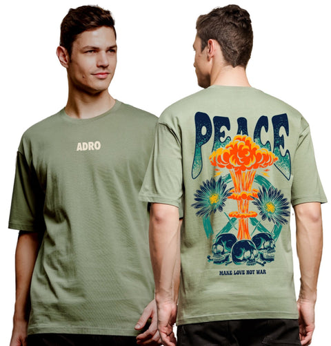 Adro Oversize T shirt for men | Drop shoulder T shirt | Mens Oversize T-shirt | 220 GSM Cotton Oversize Tshirt | Trendy Front and Back Printed T shirt