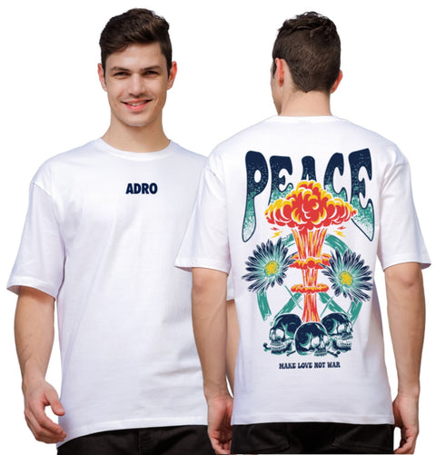 Adro Oversize T shirt for men | Drop shoulder T shirt | Mens Oversize T-shirt | 220 GSM Cotton Oversize Tshirt | Trendy Front and Back Printed T shirt