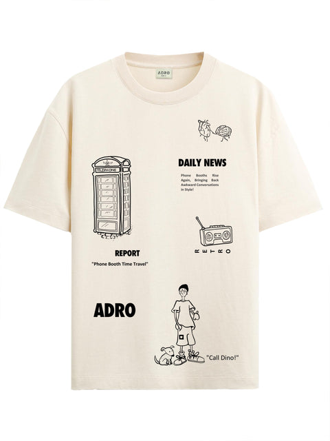 Adro Oversize T shirt for men | Drop shoulder T shirt | Mens Oversize T-shirt | 220 GSM Cotton Oversize Tshirt | Trendy Front and Back Printed T shirt