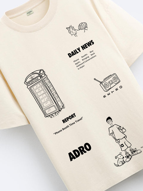 Adro Oversize T shirt for men | Drop shoulder T shirt | Mens Oversize T-shirt | 220 GSM Cotton Oversize Tshirt | Trendy Front and Back Printed T shirt