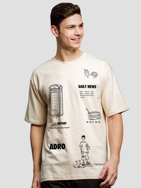 Adro Oversize T shirt for men | Drop shoulder T shirt | Mens Oversize T-shirt | 220 GSM Cotton Oversize Tshirt | Trendy Front and Back Printed T shirt