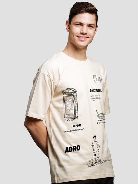 Adro Oversize T shirt for men | Drop shoulder T shirt | Mens Oversize T-shirt | 220 GSM Cotton Oversize Tshirt | Trendy Front and Back Printed T shirt