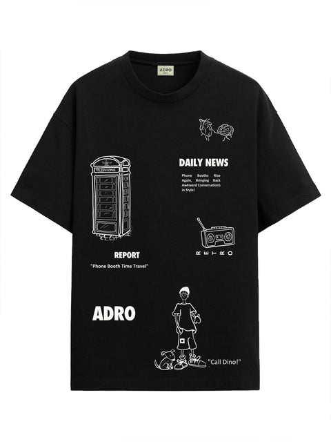 Adro Oversize T shirt for men | Drop shoulder T shirt | Mens Oversize T-shirt | 220 GSM Cotton Oversize Tshirt | Trendy Front and Back Printed T shirt