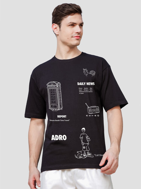 Adro Oversize T shirt for men | Drop shoulder T shirt | Mens Oversize T-shirt | 220 GSM Cotton Oversize Tshirt | Trendy Front and Back Printed T shirt