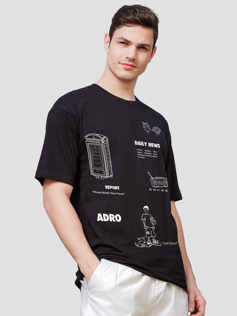 Adro Oversize T shirt for men | Drop shoulder T shirt | Mens Oversize T-shirt | 220 GSM Cotton Oversize Tshirt | Trendy Front and Back Printed T shirt