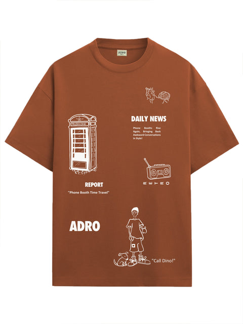 Adro Oversize T shirt for men | Drop shoulder T shirt | Mens Oversize T-shirt | 220 GSM Cotton Oversize Tshirt | Trendy Front and Back Printed T shirt