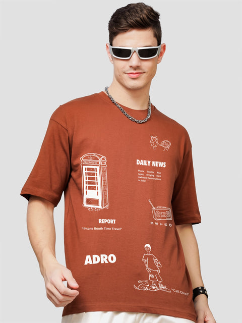 Adro Oversize T shirt for men | Drop shoulder T shirt | Mens Oversize T-shirt | 220 GSM Cotton Oversize Tshirt | Trendy Front and Back Printed T shirt