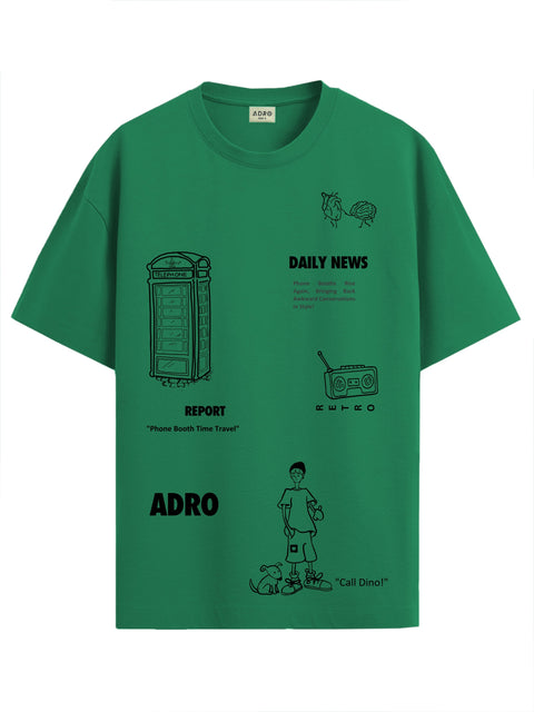 Adro Oversize T shirt for men | Drop shoulder T shirt | Mens Oversize T-shirt | 220 GSM Cotton Oversize Tshirt | Trendy Front and Back Printed T shirt