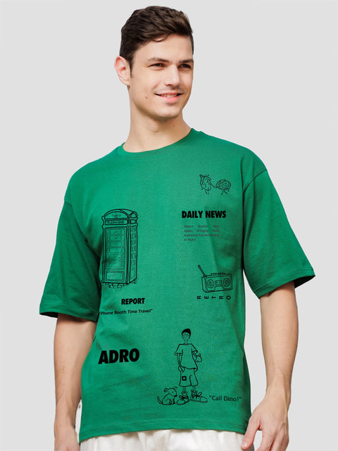 Adro Oversize T shirt for men | Drop shoulder T shirt | Mens Oversize T-shirt | 220 GSM Cotton Oversize Tshirt | Trendy Front and Back Printed T shirt