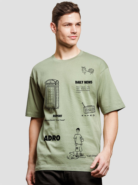 Adro Oversize T shirt for men | Drop shoulder T shirt | Mens Oversize T-shirt | 220 GSM Cotton Oversize Tshirt | Trendy Front and Back Printed T shirt