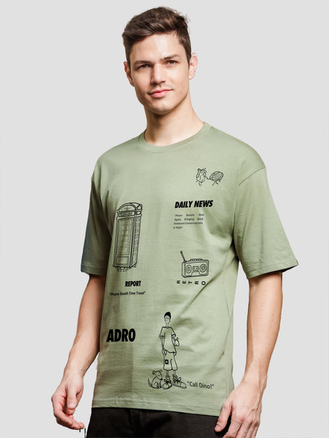Adro Oversize T shirt for men | Drop shoulder T shirt | Mens Oversize T-shirt | 220 GSM Cotton Oversize Tshirt | Trendy Front and Back Printed T shirt