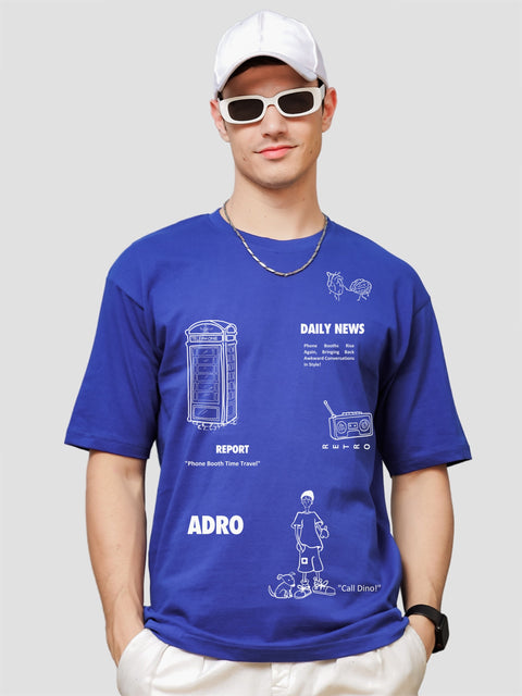 Adro Oversize T shirt for men | Drop shoulder T shirt | Mens Oversize T-shirt | 220 GSM Cotton Oversize Tshirt | Trendy Front and Back Printed T shirt