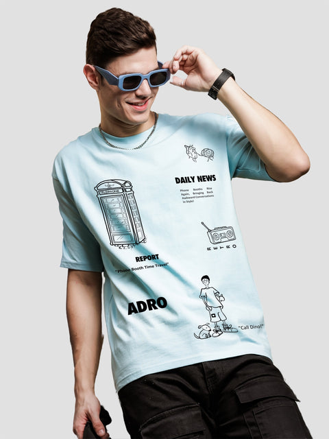 Adro Oversize T shirt for men | Drop shoulder T shirt | Mens Oversize T-shirt | 220 GSM Cotton Oversize Tshirt | Trendy Front and Back Printed T shirt