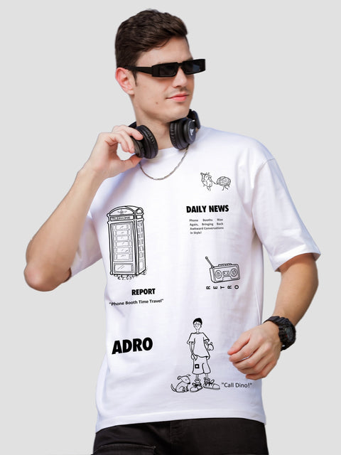 Adro Oversize T shirt for men | Drop shoulder T shirt | Mens Oversize T-shirt | 220 GSM Cotton Oversize Tshirt | Trendy Front and Back Printed T shirt