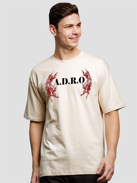 Adro Oversize T shirt for men | Drop shoulder T shirt | Mens Oversize T-shirt | 220 GSM Cotton Oversize Tshirt | Trendy Front and Back Printed T shirt