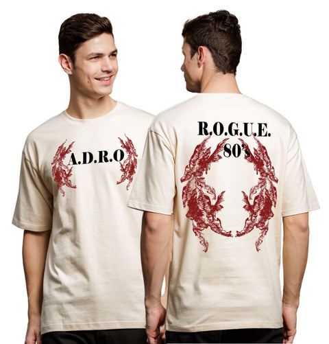 Adro Oversize T shirt for men | Drop shoulder T shirt | Mens Oversize T-shirt | 220 GSM Cotton Oversize Tshirt | Trendy Front and Back Printed T shirt