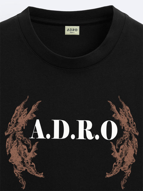 Adro Oversize T shirt for men | Drop shoulder T shirt | Mens Oversize T-shirt | 220 GSM Cotton Oversize Tshirt | Trendy Front and Back Printed T shirt