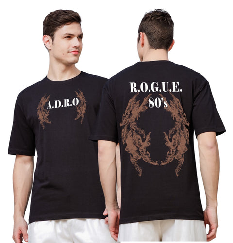 Adro Oversize T shirt for men | Drop shoulder T shirt | Mens Oversize T-shirt | 220 GSM Cotton Oversize Tshirt | Trendy Front and Back Printed T shirt