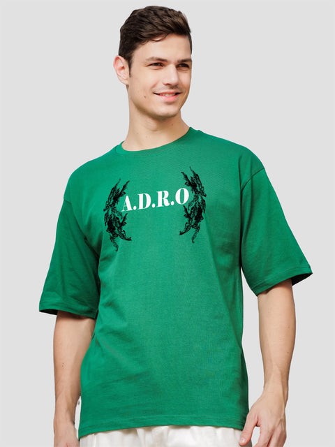 Adro Oversize T shirt for men | Drop shoulder T shirt | Mens Oversize T-shirt | 220 GSM Cotton Oversize Tshirt | Trendy Front and Back Printed T shirt
