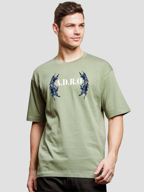 Adro Oversize T shirt for men | Drop shoulder T shirt | Mens Oversize T-shirt | 220 GSM Cotton Oversize Tshirt | Trendy Front and Back Printed T shirt