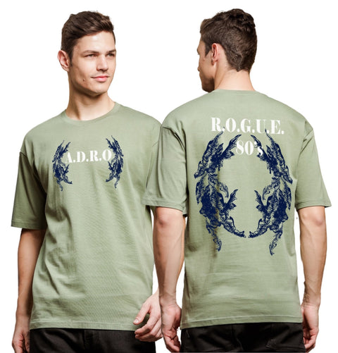 Adro Oversize T shirt for men | Drop shoulder T shirt | Mens Oversize T-shirt | 220 GSM Cotton Oversize Tshirt | Trendy Front and Back Printed T shirt
