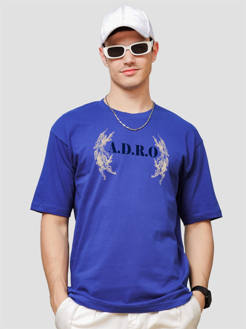 Adro Oversize T shirt for men | Drop shoulder T shirt | Mens Oversize T-shirt | 220 GSM Cotton Oversize Tshirt | Trendy Front and Back Printed T shirt