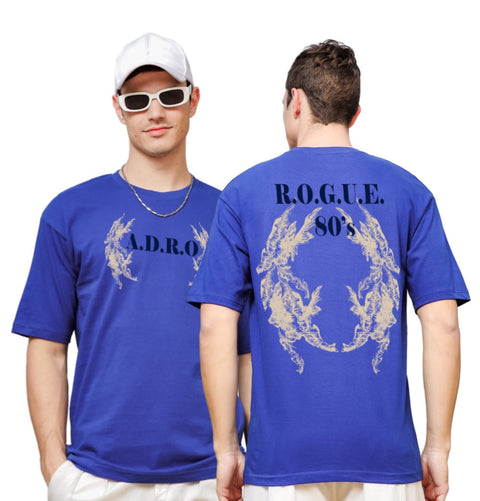 Adro Oversize T shirt for men | Drop shoulder T shirt | Mens Oversize T-shirt | 220 GSM Cotton Oversize Tshirt | Trendy Front and Back Printed T shirt